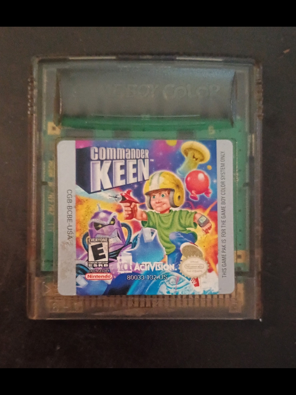 Commander Keen Game Boy Color Cartridge - Clear Green Shell